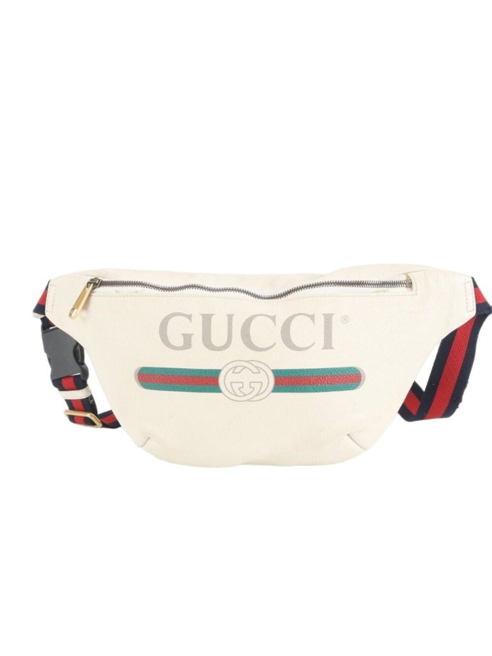 Gucci Vintage Logo Print Leather 2-Way Belt Bag Crossbody Body Waist Pouch Ree - Picture 2 of 9